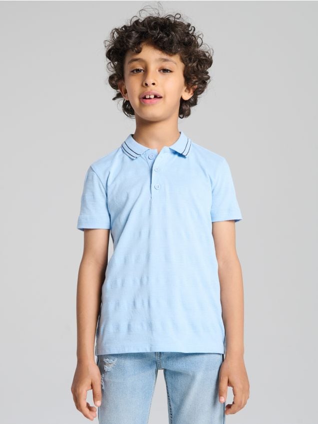 Sinsay - Tricou Polo - albastru-pal