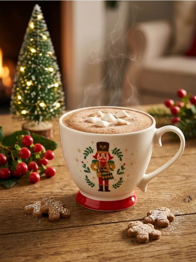 Sinsay - Cană de Crăciun din ceramică cu motiv Spărgătorul de nuci - alb