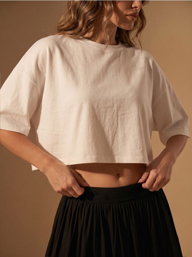 Sinsay - Tricou din bumbac cu mânecă scurtă - alb
