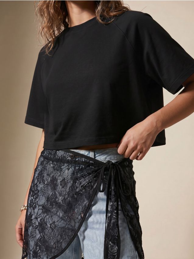 Sinsay - Tricou din bumbac cu mânecă scurtă - negru