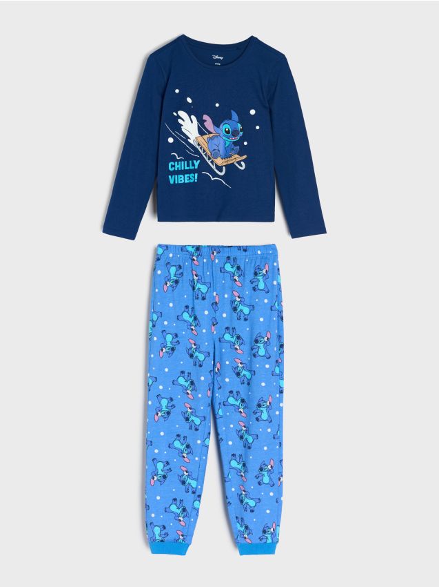 Sinsay - Pijama din două piese Stitch - bleumarin