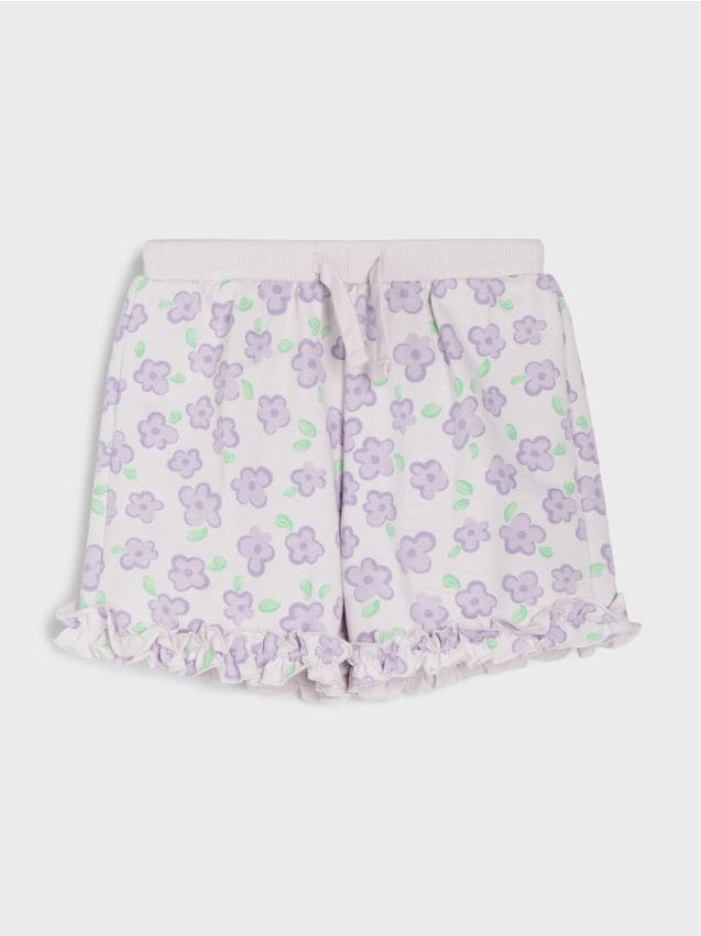 Sinsay - Pantaloni scurți din bumbac cu motiv floral - lavand