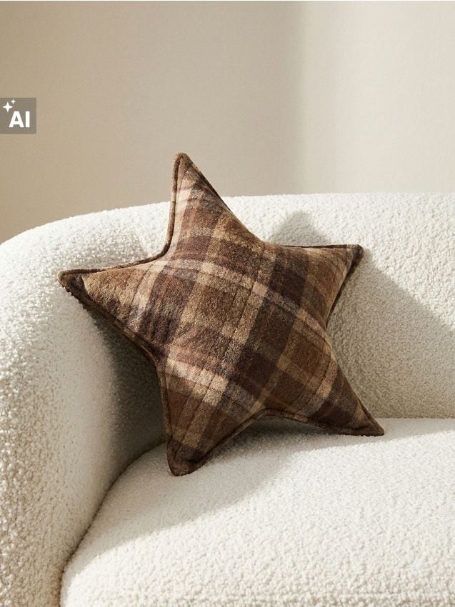 Sinsay - Pernă decorativă de Crăciun în formă de stea, cu model în carouri - multicolor