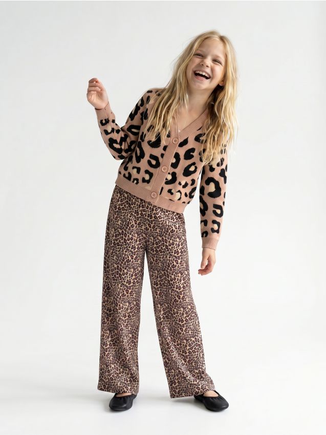 Sinsay - Pantaloni cu croială largă cu imprimeu leopard - multicolor