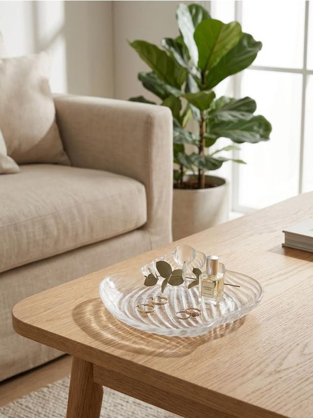 Sinsay - Tavă decorativă din sticlă în formă de scoică - clear