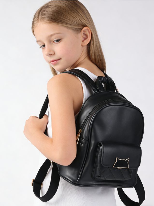 Sinsay - Rucsac din imitație de piele cu motiv de pisică - negru