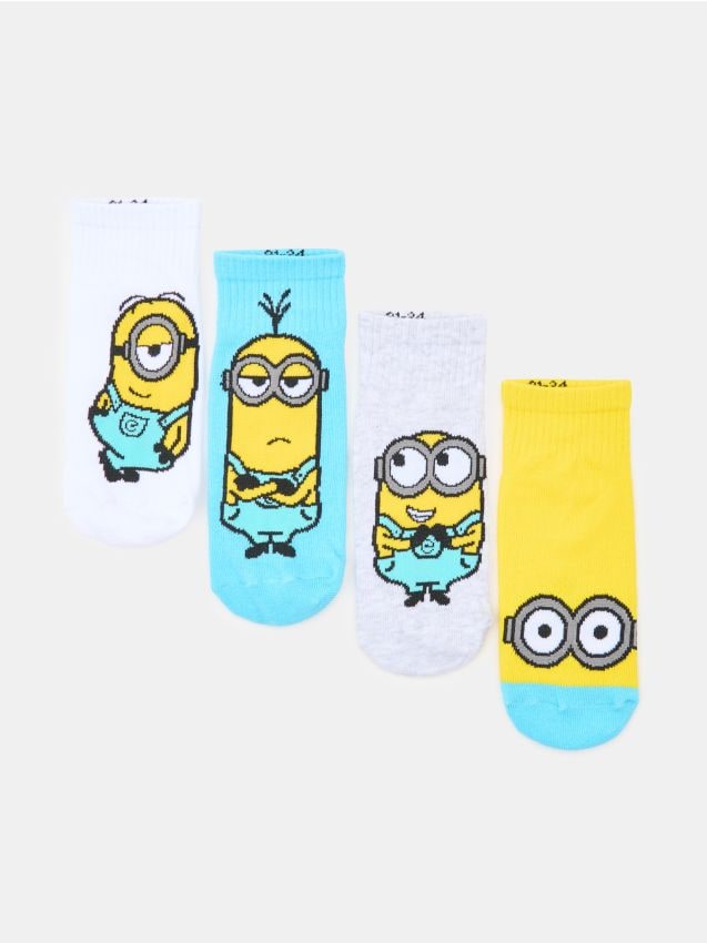 Sinsay - Șosete Scurte cu Print Minions 4 Bucăți - multicolor
