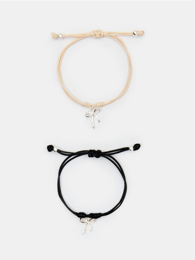 Sinsay - Brățări din șnur cu pandantiv fundiță 2 pack - multicolor