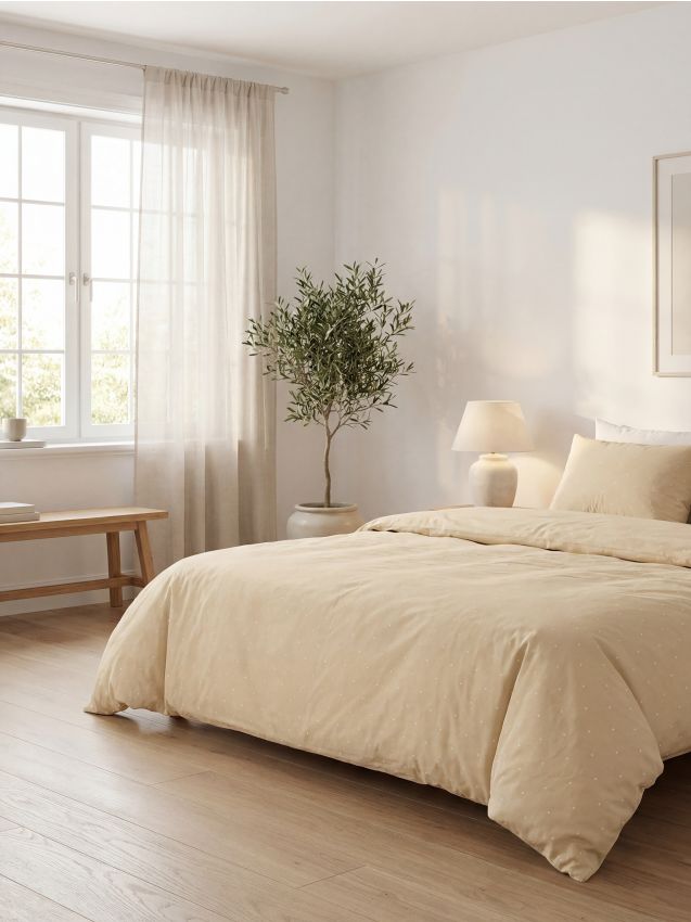 Set di biancheria da letto a pois - beige