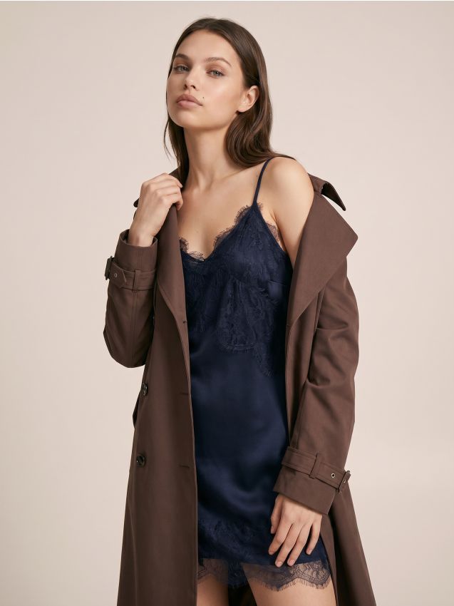 Sinsay - Rochie mini cu bretele și dantelă - bleumarin