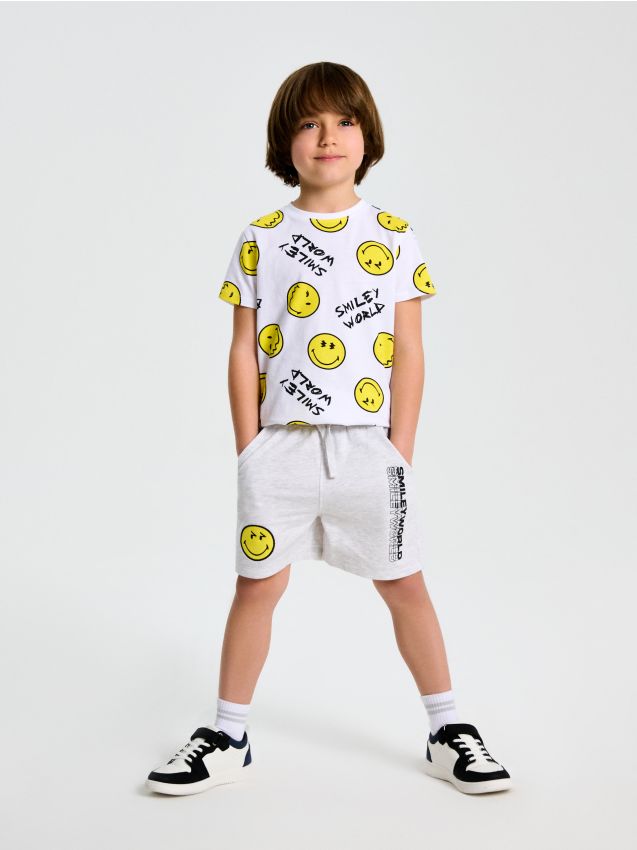 Sinsay - Pantaloni scurți SmileyWorld® - gri deschis