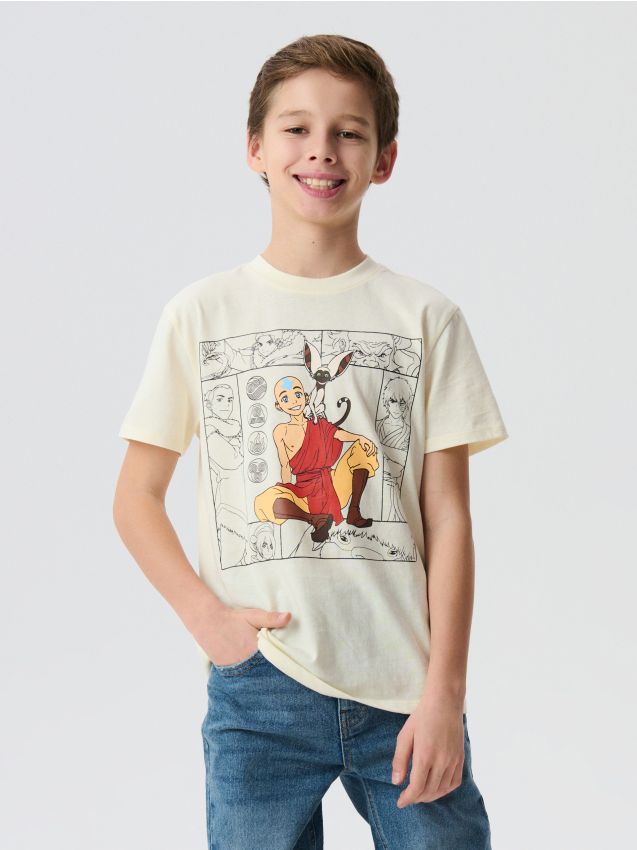 Sinsay - Tricou din bumbac cu imprimeu The Last Airbender - nude