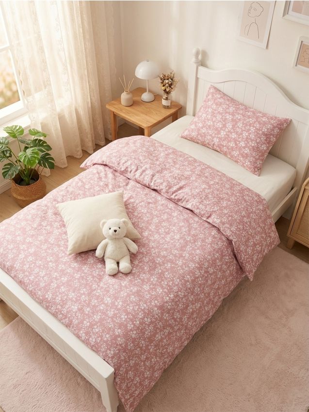 Sinsay - Set de lenjerie de pat cu motiv floral - roz