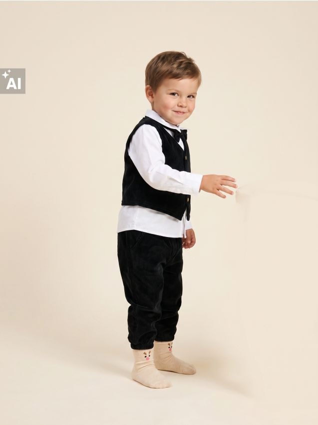 Sinsay - Set elegant: cămașă cu papion, pantaloni și vestă - multicolor