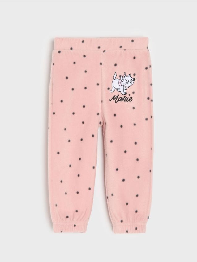 Sinsay - Pantaloni din fleece cu broderie Marie - roz-bombon