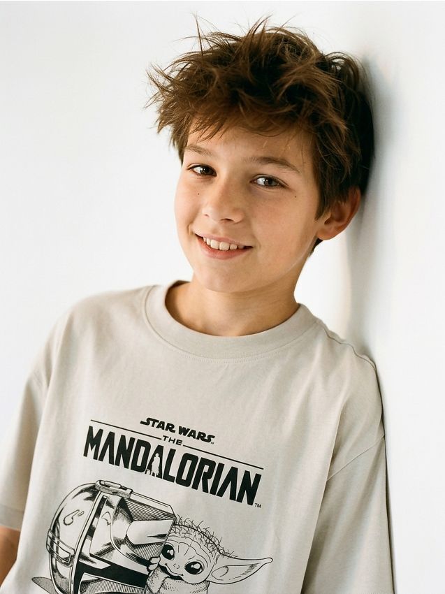 Sinsay - Tricou din bumbac cu imprimeu The Mandalorian - gri deschis