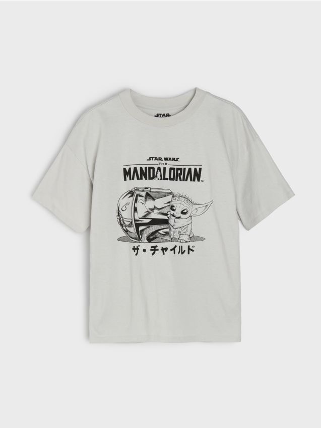 Sinsay - Tricou din bumbac cu imprimeu The Mandalorian - gri deschis