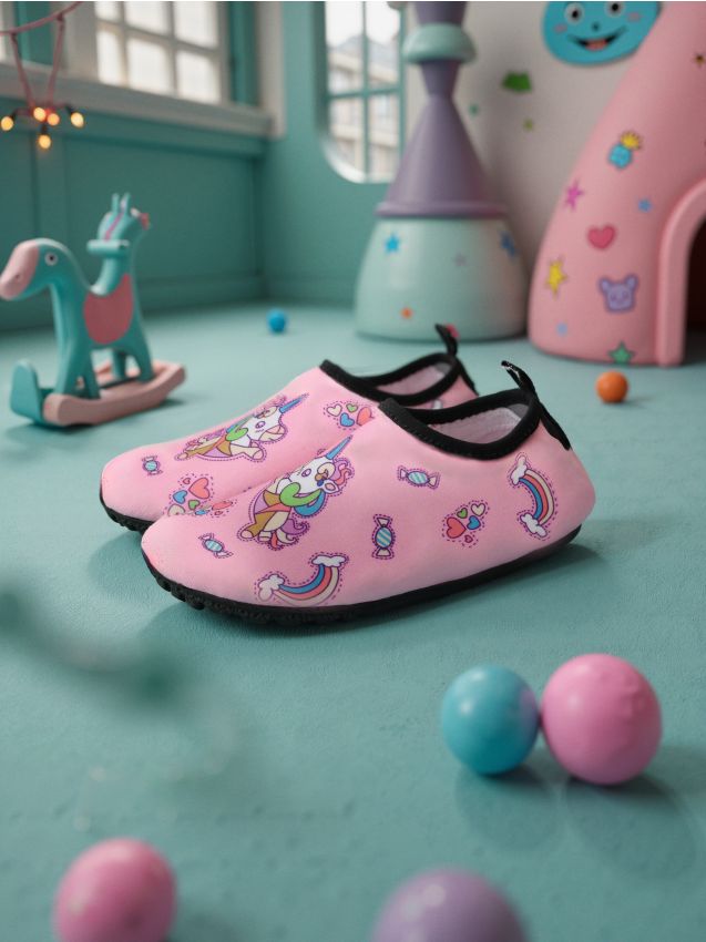 Pantofi De Plaj Cu Motiv De Unicorni Culoare Roz SINSAY 321IH 30X
