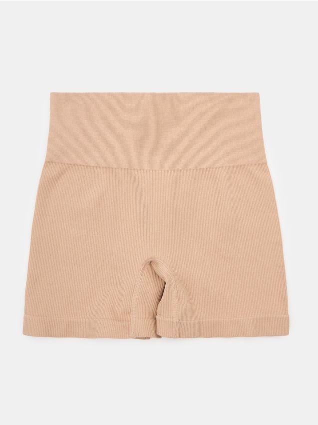 Sinsay - Șorturi modelatoare cu talie înaltă și dungi - bej
