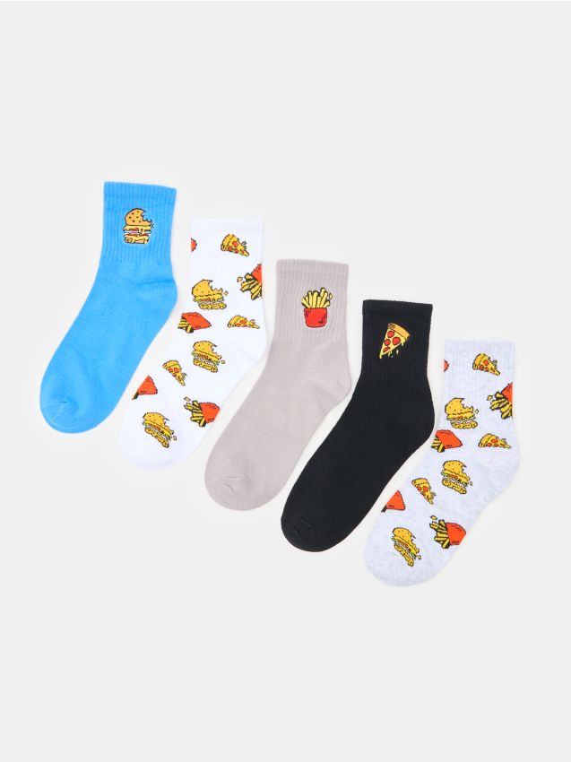 Sinsay - Șosete Lungă cu Print Fast Food 5 Bucăți - multicolor