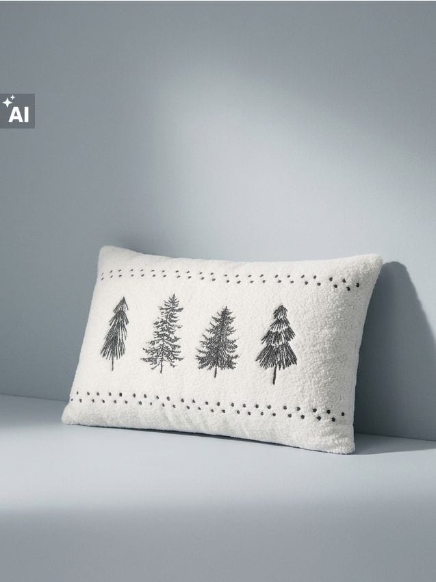 Sinsay - Pernă decorativă de Crăciun cu motiv de brazi - alb