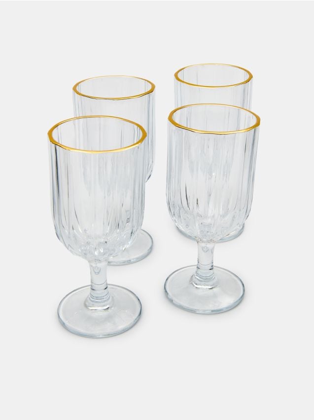 Sinsay - Set de pahare striate cu margine aurie, pachet de 4 - clear