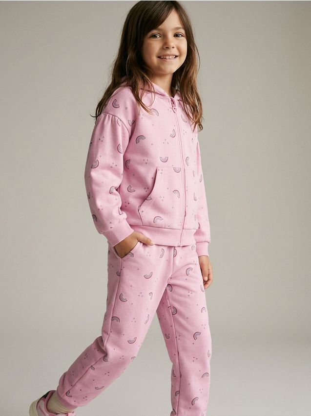 Sinsay - Pantaloni sport jogger cu motiv curcubeu - roz