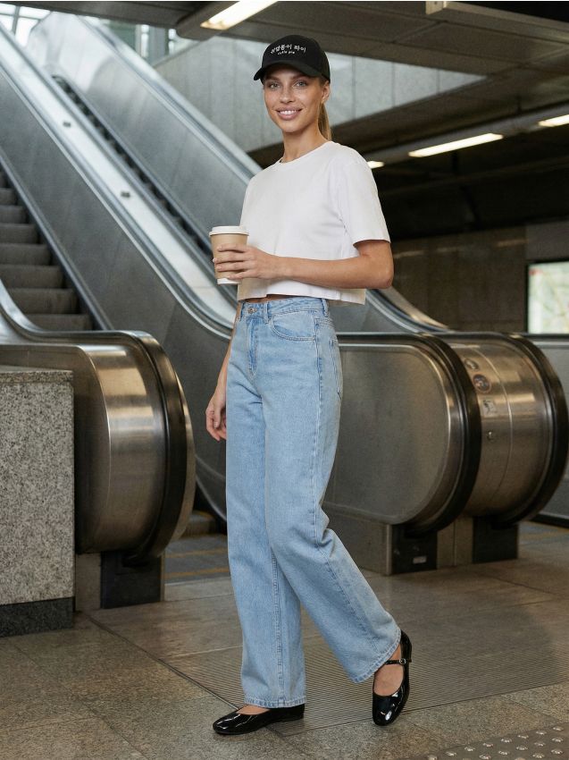 Sinsay - Tricou din bumbac cu mânecă scurtă - alb