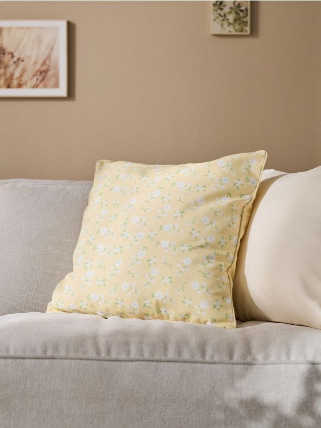 Sinsay - Față de pernă cu model floral - galben-deschis