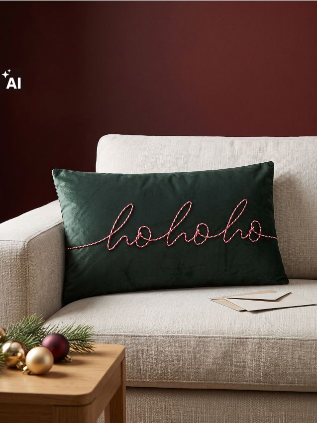 Sinsay - Pernă decorativă de Crăciun cu inscripție - verde