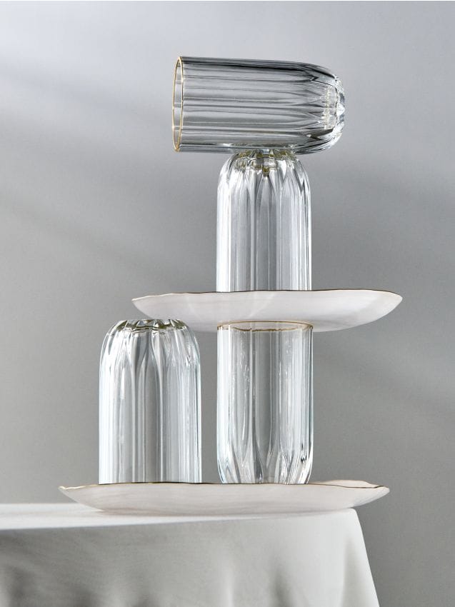 Sinsay - Set de pahare cu margine aurie 4 pack - clear