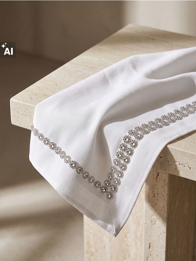 Sinsay - Fata de masă decorativă cu aplicație bijuterie - alb