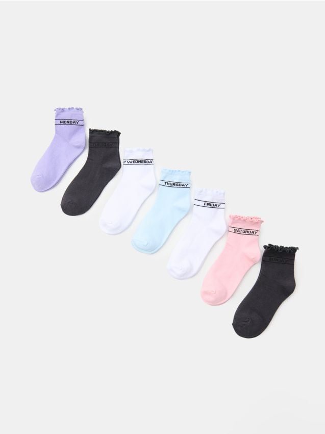 Sinsay - Șosete cu bumbac pentru fiecare zi a săptămânii pachet de 7 - multicolor