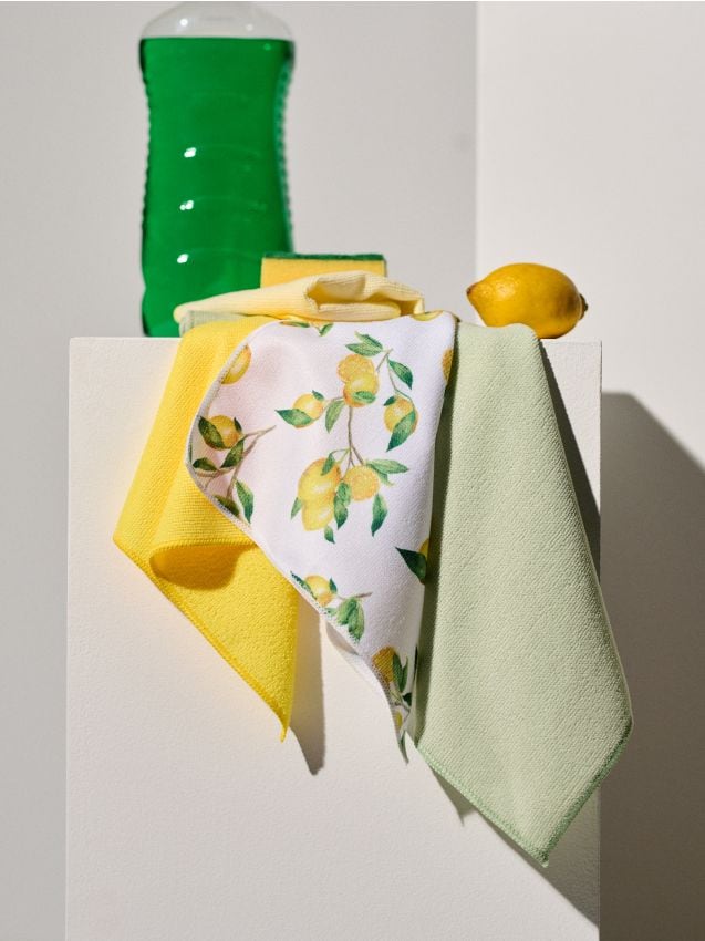 Set di panni per la pulizia con motivo di limone 5 pack - multicolor