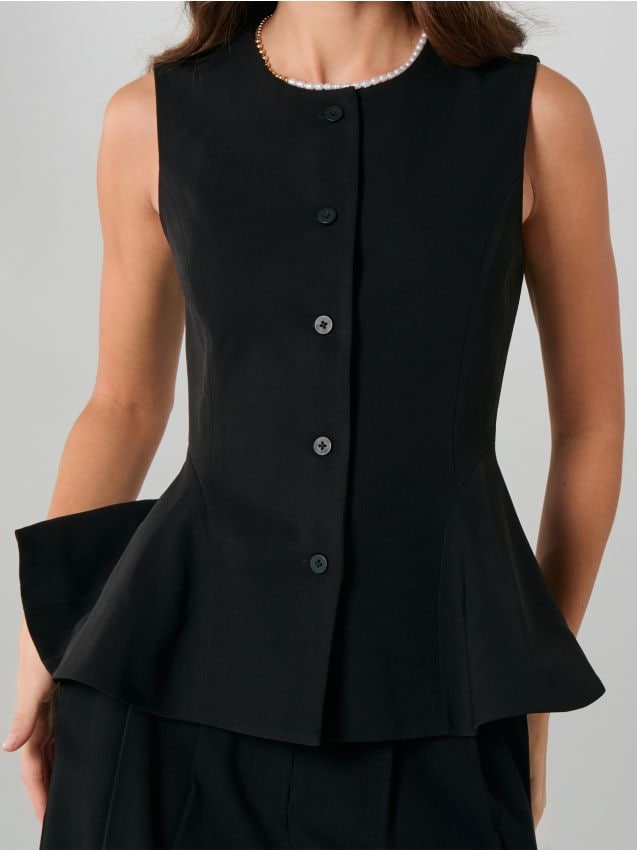 Sinsay - Vestă de costum cu cusături decorative - negru