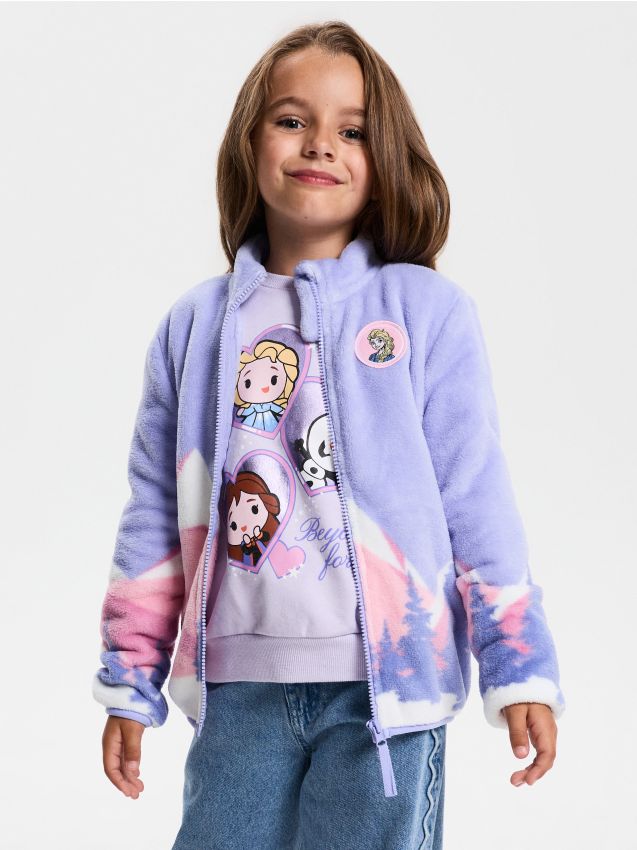 Sinsay - Bluză polară cu fermoar și guler înalt Frozen - roz-pastel
