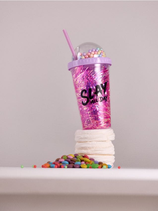 Sinsay - Hrnček s viečkom a slamkou - levanduľová