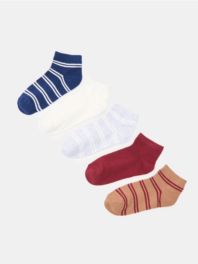 Sinsay - Șosete scurte în dungi – set de 5 bucăți - multicolor