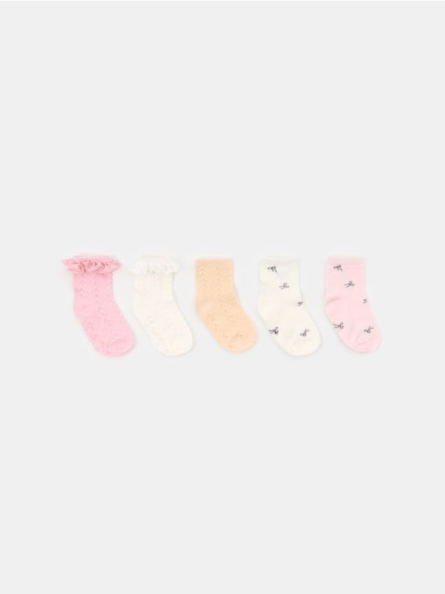 Sinsay - Șosete cu volane și motiv fundițe 5 pack - multicolor