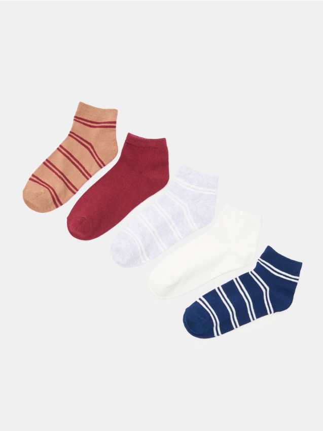 Sinsay - Șosete scurte în dungi – set de 5 bucăți - multicolor