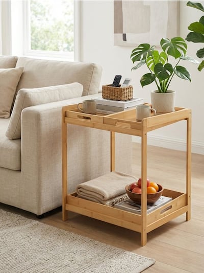 Samostoječa polica s pladnji