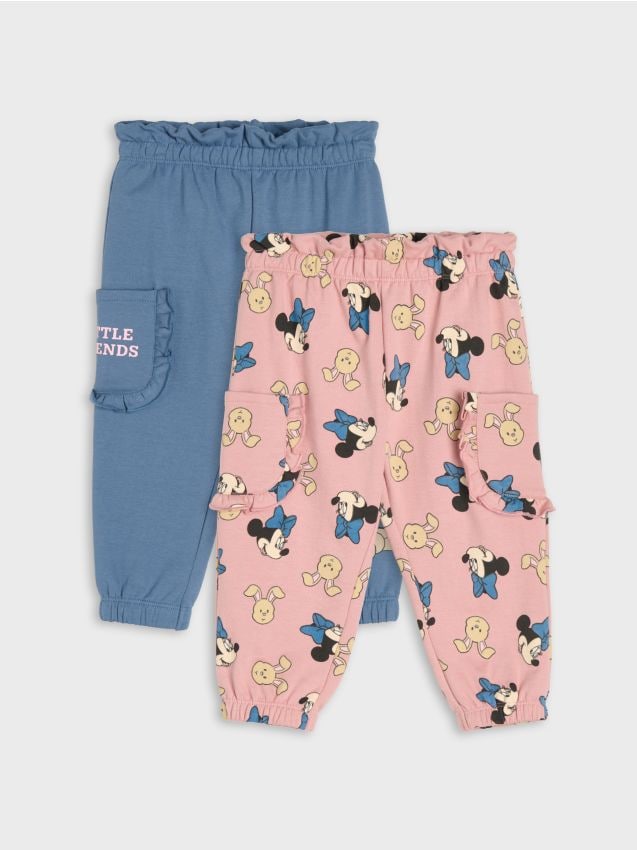 Sinsay - Pantaloni jogger din bumbac cu volane 2 pack Minnie Mouse - mid blue