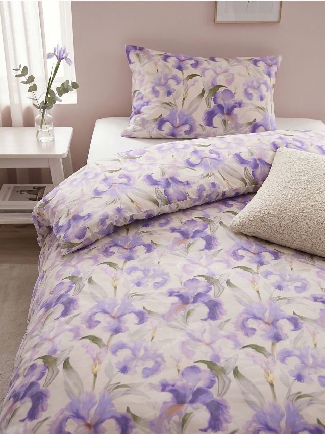 Set di biancheria da letto con motivo floreale - viola