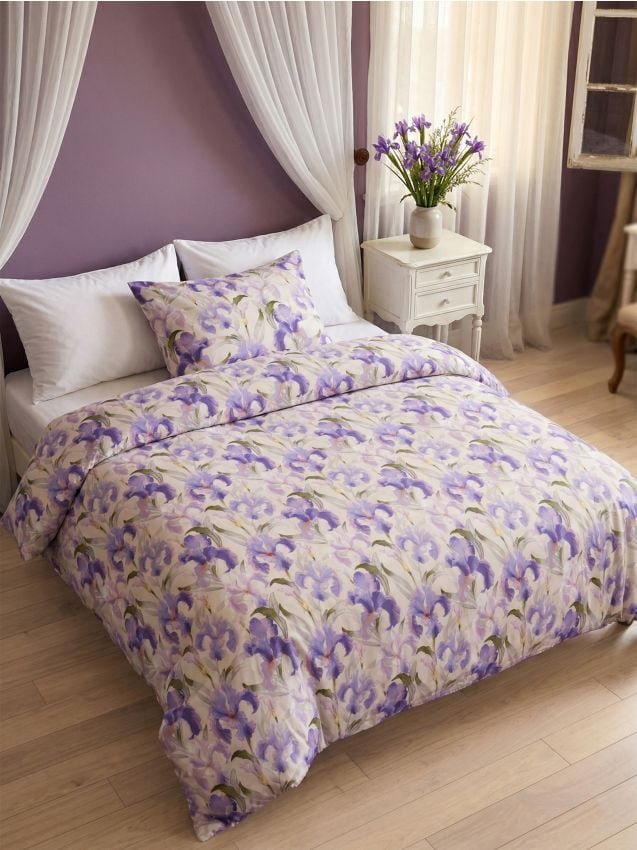 Sinsay - Set de lenjerie de pat cu motiv floral - violet