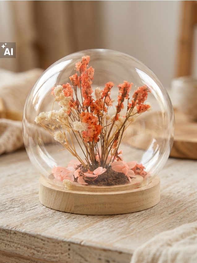 Sinsay - Cupolă decorativă din sticlă cu flori - bej