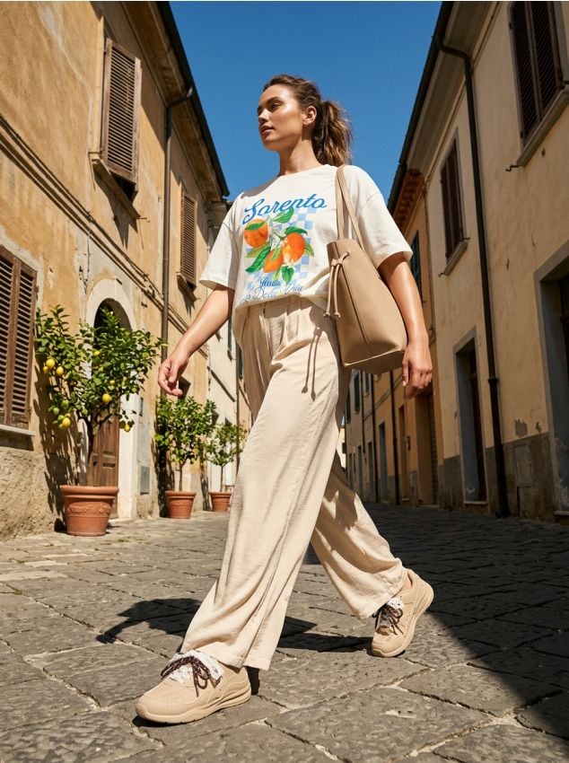 Sinsay - Pantaloni wide leg - nude