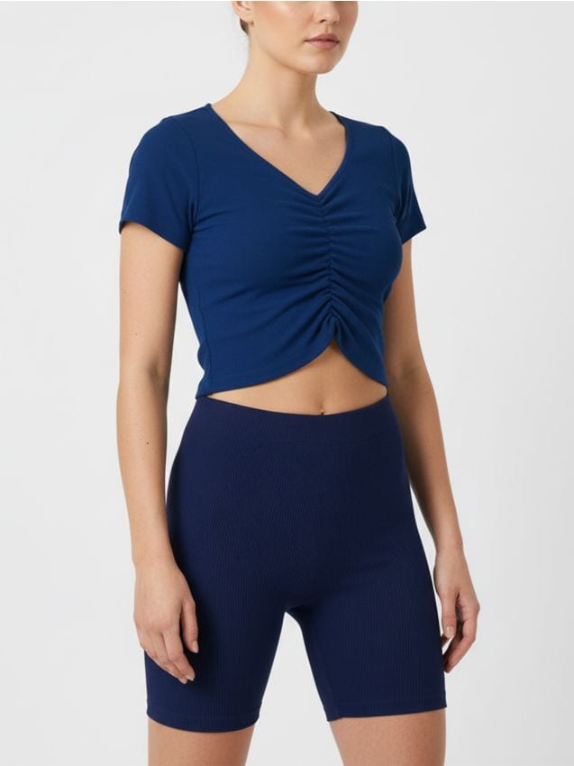 Sinsay - Prążkowane szorty - granatowy