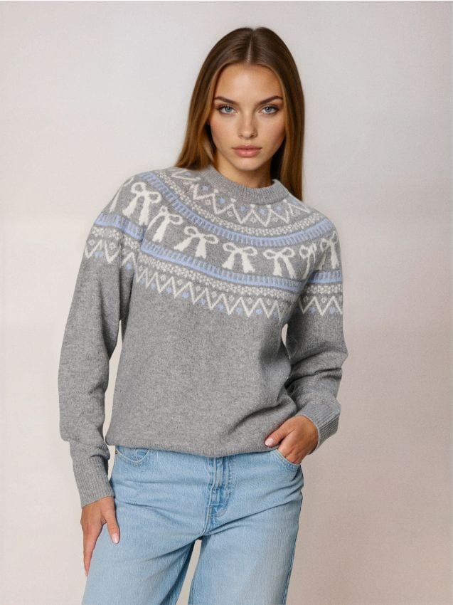 Sinsay - Sveter s vianočným motívom s prímesou vlny - tmavosivá