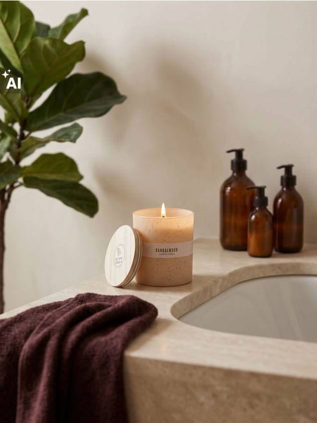 Sinsay - Lumânare parfumată cu adaos de ceară de soia Sandalwood - bej