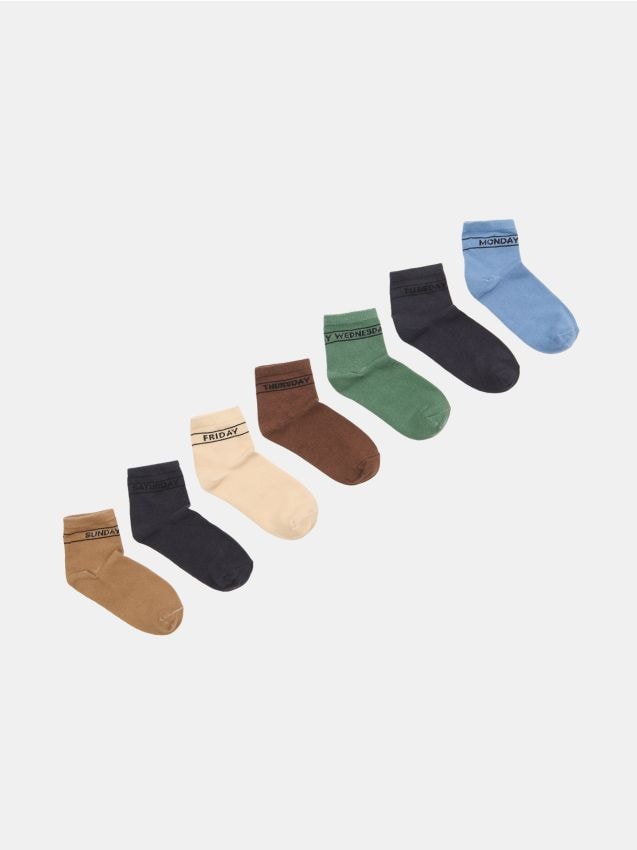 Sinsay - Șosete cu bumbac pentru fiecare zi a săptămânii pachet de 7 - multicolor